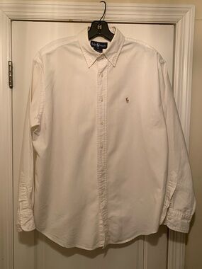 Ralph Lauren White Button-Down Oxford Shirt with Polo Pony